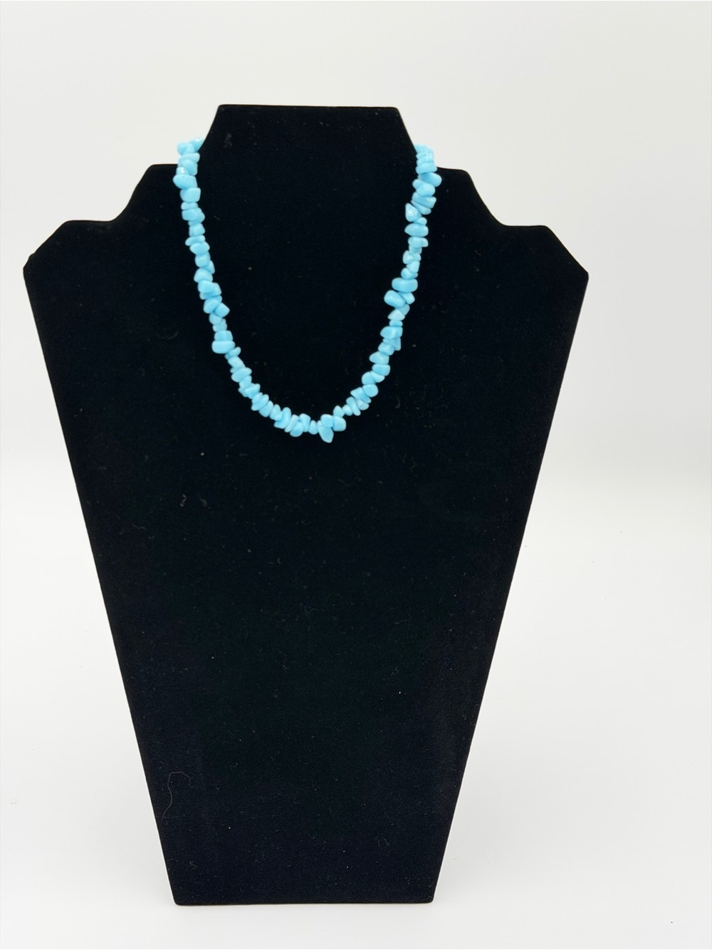 Handmade Blue Shell Chip Choker Necklace 13”